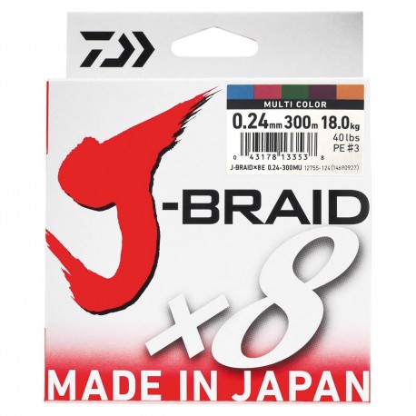 Daiwa J-Braid X8 Multicolor 300m-0.24mm/18kg