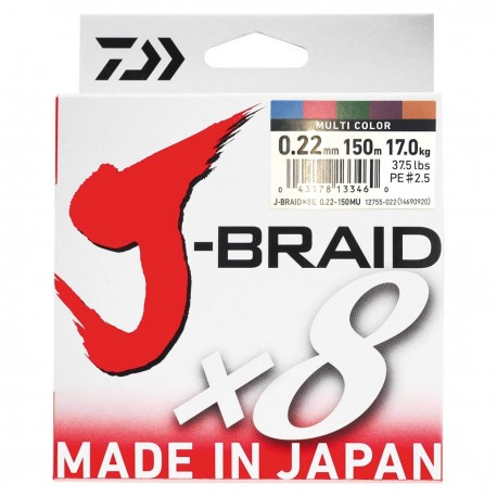 Daiwa J-Braid X8 Multicolor 150m-0.22mm/17kg