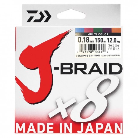 Daiwa J-Braid X8 Multifilar Multicolor 150m-0.18mm/12kg