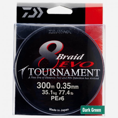Daiwa 8 Braid EVO Tournament Dark Green - 300m - 0.35mm PE 6