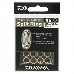 Daiwa Tournament Split Ring size 6 - 130lbs (10pcs)