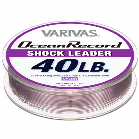 Varivas Ocean Record Shock Leader 50m 40lb (10-0.52mm) Misty Purple