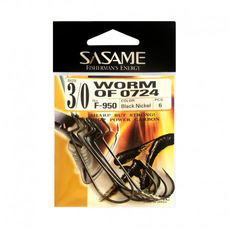 Sasame F-950 Worm Of 0724 Black Nickel 3/0 (6pcs)