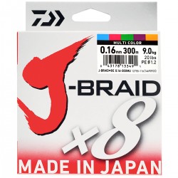 Daiwa J-Braid X8 Multicolor 300m-0.16mm/9kg-20lbs