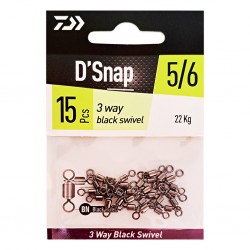 Daiwa D'Snap 3 Way Black Swivel 5/6 (15pcs)